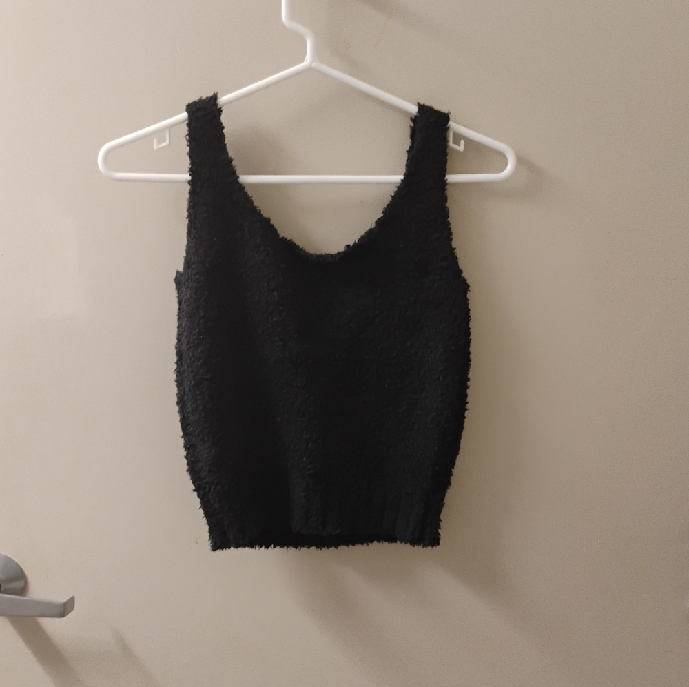 Skims Women's Black Fuzzy Cami Top Sz S/M